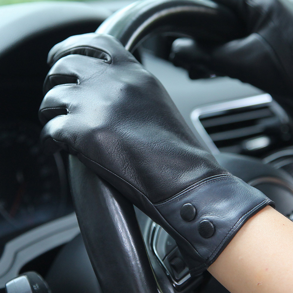 Fashion Black Real Leather Glo - Wool Glove Lined recension och pris