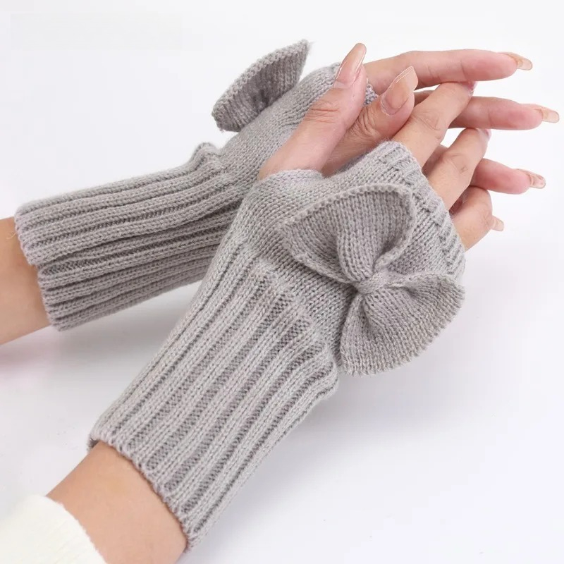 Knit Bow Fingerless Gloves – S - Fingerless Glove Knit recension och pris