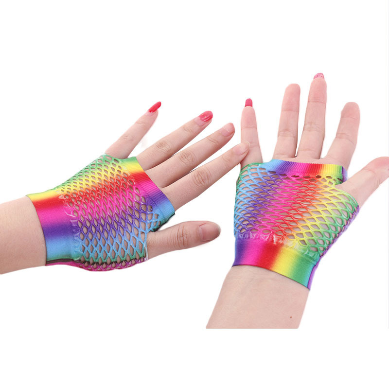Ladies Sexy Rainbow Color Shor - Fingerless Glove Knit recension och pris