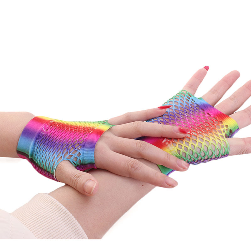 Ladies Sexy Rainbow Color Shor - Fingerless Glove Knit recension och pris